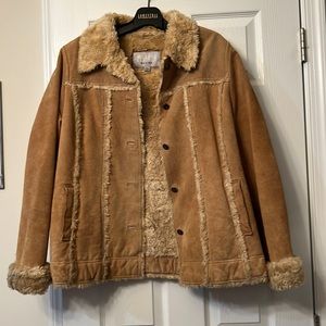 Wilson Leather Suede coat with faux fur trim